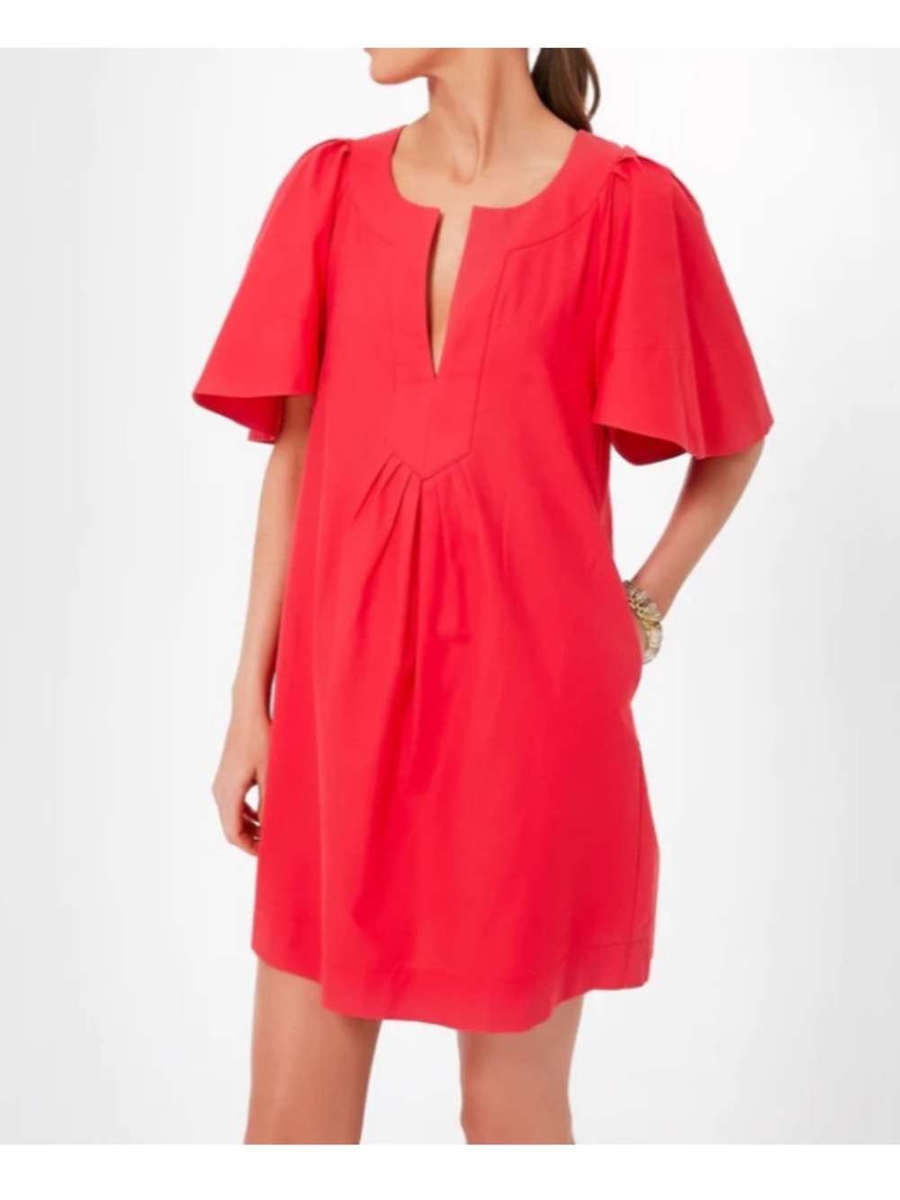 Tuckernuck Pomander Place red Finley flutter sleeves v-neck mini dress XS preppy